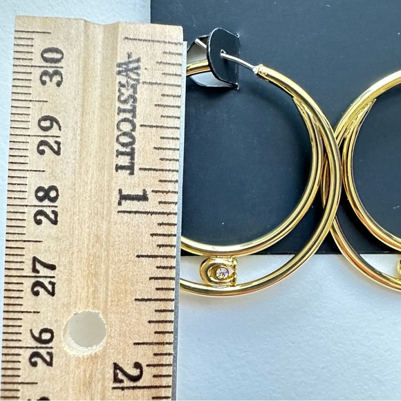 NWT COACH Signature Logo Gold Double Hoop Earrings Brand New With Tag - Picture 7 of 10